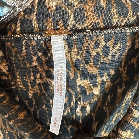 Free People Women’s Wild Thing Leopard Print Brown/Black Square Neck with Tie S - Picture 4 of 8